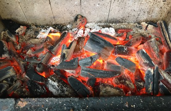 The burning charcoal