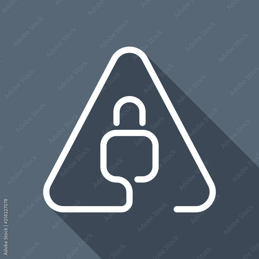 Poster lock in warning triangle. linear icon with thin outline. one lin