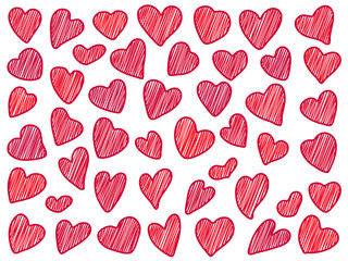 set of hand drawn hearts
