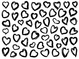 set of hand drawn hearts