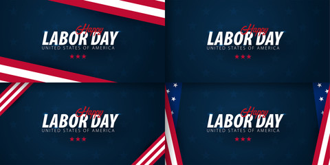 Set of Labor Day sale promotions, advertisings, posters, banners, templates with American flag. American labor day wallpapers.