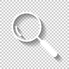 Loupe, search or magnifying. Linear icon, thin outline. White ic