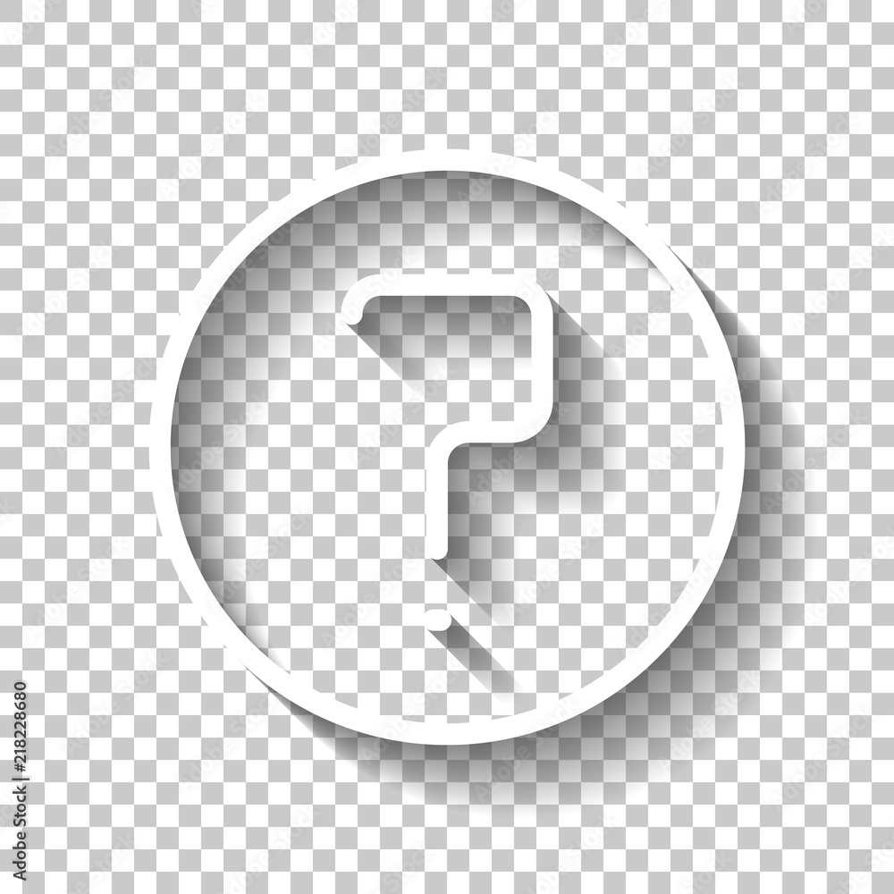 Poster simple question in circle. linear, thin outline. white icon with