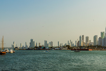 A typical view in the old town in Cartagena colombia