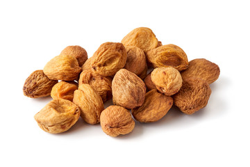 Sun dried apricots isolated on white background