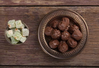 Turkish delights and chocolate's pieces for muslim festival candies
