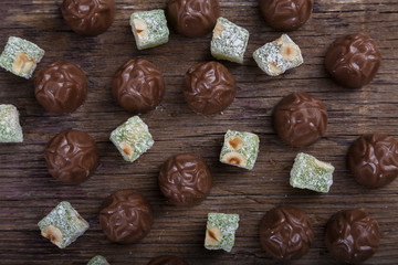 Turkish delights and chocolate's pieces for muslim festival candies