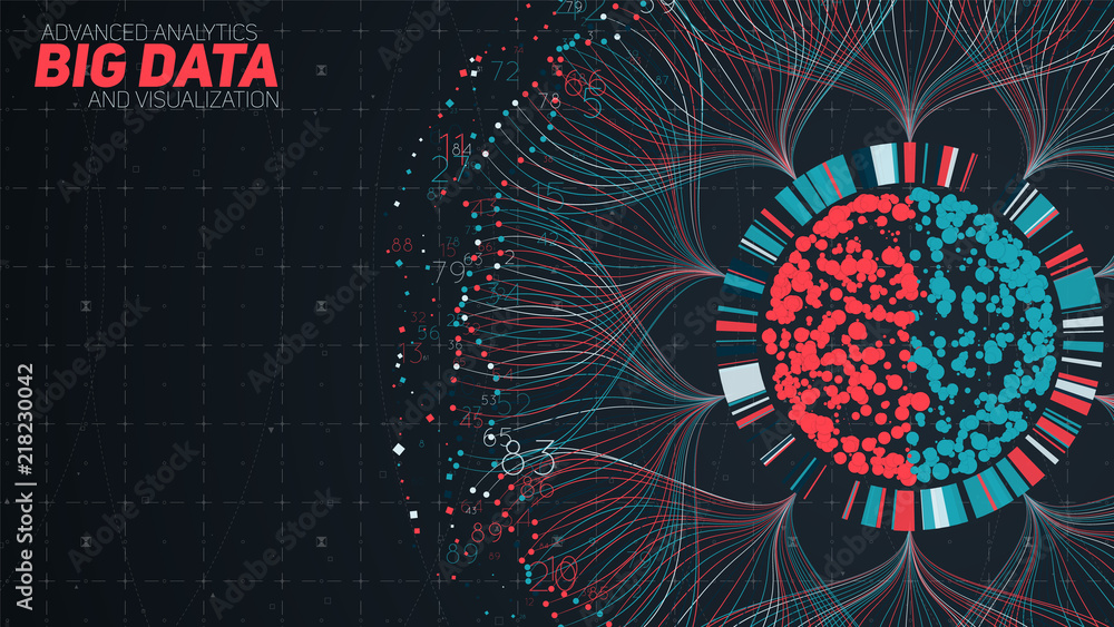 Fototapete Big data circular visualization. Futuristic infographic. Information aesthetic design. Visual data complexity. Complex data threads graphic. Social network representation. Abstract graph