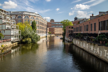 Picture from the river elster in leipzig .It is a popular place of residens in modern architectur...