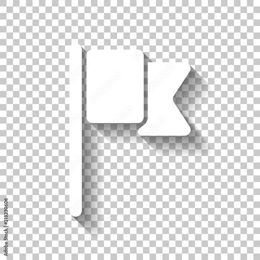 Poster simple flag icon. white icon with shadow on transparent backgrou