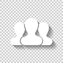 Team, few person. White icon with shadow on transparent backgrou