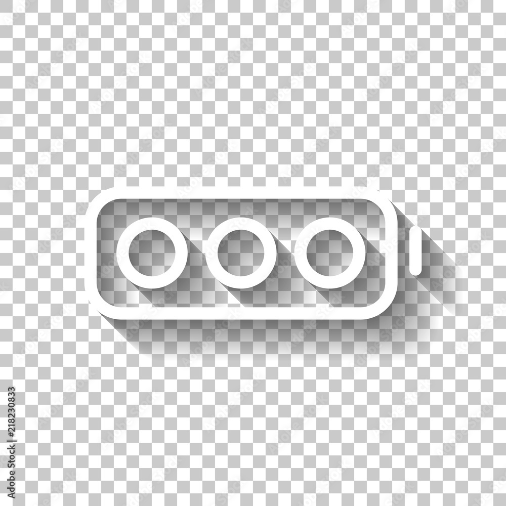 Aufkleber simple empty battery, none level. white icon with shadow on tran