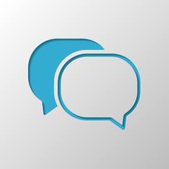chat icon. Paper design. Cutted symbol with shadow