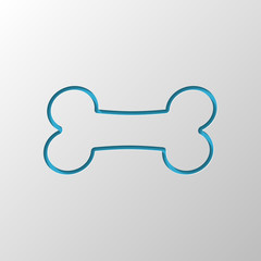 Dog bone icon. Paper design. Cutted symbol with shadow