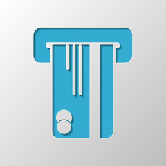 ATM machine and credit card. simple silhouette. Paper design. Cu