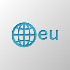 domain, European identity, globe and eu. Paper design. Cutted sy