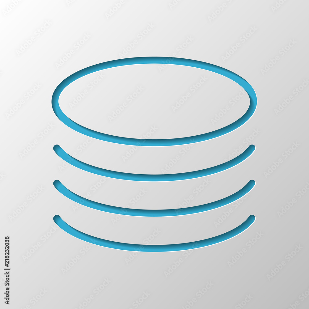 Poster database icon. simple linear symbol, thin outline. paper design.