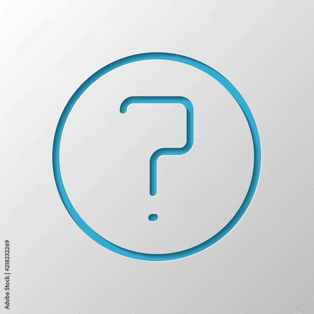 Poster simple question in circle. linear, thin outline. paper design. c