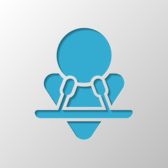 Male speaker icon. Paper design. Cutted symbol with shadow