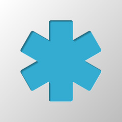 star of life. Paper design. Cutted symbol with shadow