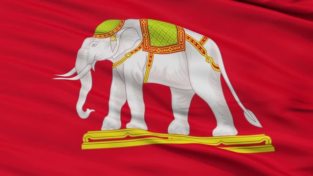 State Thailand 1916 Flag, Closeup View Realistic Animation Seamless Loop - 10 Seconds Long