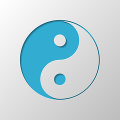 yin yan symbol. Paper design. Cutted symbol with shadow