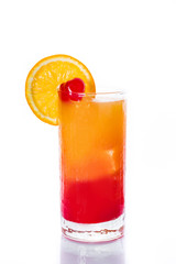 Tequila sunrise cocktail isolated on white background

