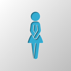 Female silhouette, woman icon. Paper design. Cutted symbol with