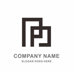 Monogram Letter P Geometric Square Cube Architecture Construction Business Company Stock Vector Logo Design Template