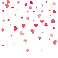Beautiful Confetti Hearts Falling on Background. Invitation Template Background Design, Greeting Card, Poster. Valentine Day. Vector illustration