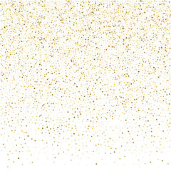 Vector glitter background. Cute small falling golden dots. Sparkle background. Glitter sparkle confetti texture. New year celebration invitation card template with luxury stardust. Gold chridtmas card