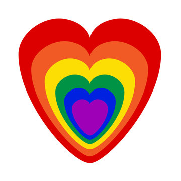 Gay pride community colours as heart symbol