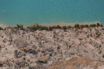 Iconic Pool of Blue Water and Surrounding Landscape at Iron Blow Lookout, Queenstown, Tasmania
