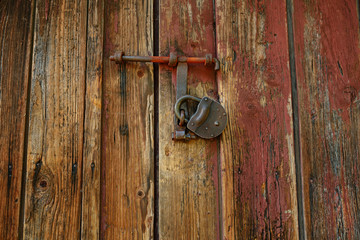 Wooden fence texture or gate or wall with lock