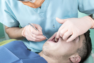 Dentist office lifestyle scene. Desaturated