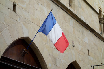 France flag on a facade in Corde Sur Ciel