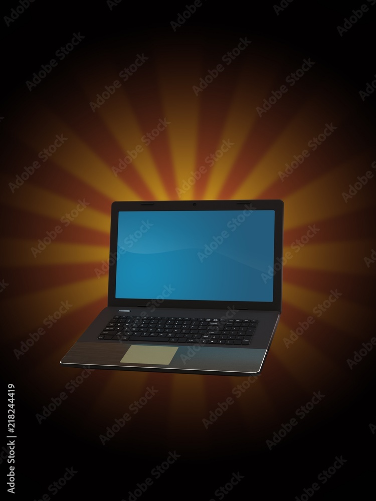 Canvas Prints laptop on rays background