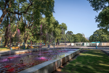 Plaza Independencia (Independence Square) fountain with red water like wine - Mendoza, Argentina - Mendoza, Argentina