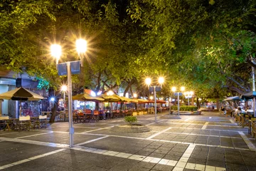 Selbstklebende Fototapeten Paseo Sarmiento pedestrian street at night - Mendoza, Argentina © diegograndi
