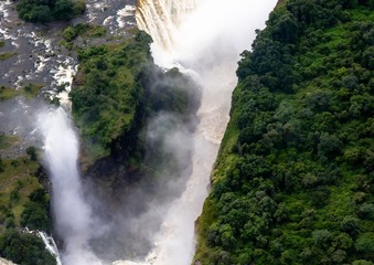 Devils Cataract at the famous Victoria Falls between Zambia and Zimbabwe