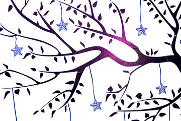 Illustration Of Tree With All Branches And Stars