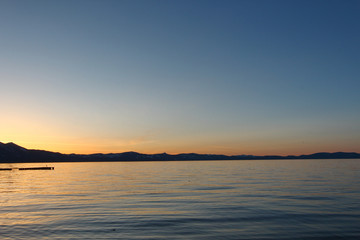 View of  Lake Tahoe from the beach.