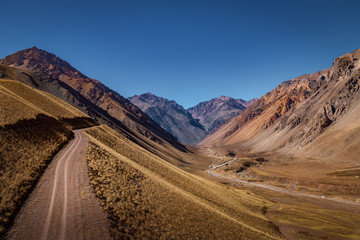 Mountains near Los Penitentes in the Summer at Cordillera de Los Andes - Mendoza Province, Argentina.