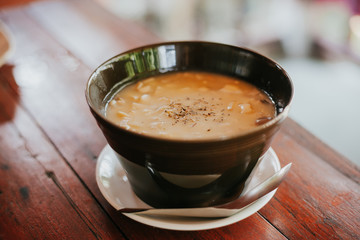 Tasty thai cream soup with vegetables