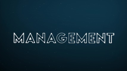 Abstract glowing word MANAGEMENT on dark blue digital background
