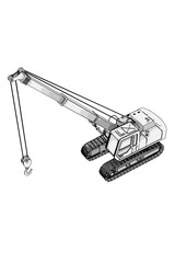 sketch of cargo crane vector