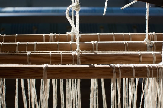 Closeup of loom threads
