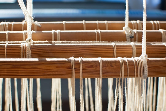 Closeup of loom threads