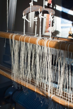 Closeup of loom threads