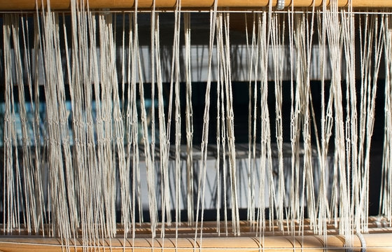 Closeup of loom threads
